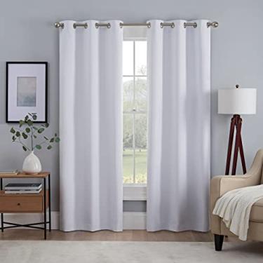 Imagem de ECLIPSE Cortinas de janela Kylie Absolute Zero Blackout Redutor de Ruído com argolas forradas para sala de estar (2 painéis), 94 cm x 213 cm, branco
