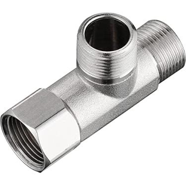 Imagem de Adaptador de encaixe de tubo de mangueira de torneira, 2 peças de latão adaptador T de compressão de válvula de 3 vias, entrada de 3/20.3 cm e saída de 3/20.3 cm, conector de tubo com arruela de