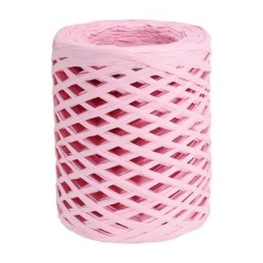 Imagem de PATIKIL Fita de ráfia 100 metros, 1 rolo de cordão de papel de embalagem natural para caixa de crochê, artesanato, decoração de férias, rosa