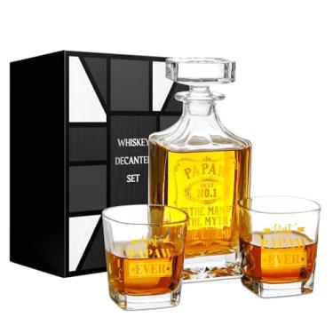 Imagem de Onebttl Conjunto de decantadores de uísque Papaw Gifts 750 ml com tampa e 2 copos de uísque para licor, burbon, uísque, melhor conjunto de presente para o Natal, Dia dos Pais – Man Myth Legend