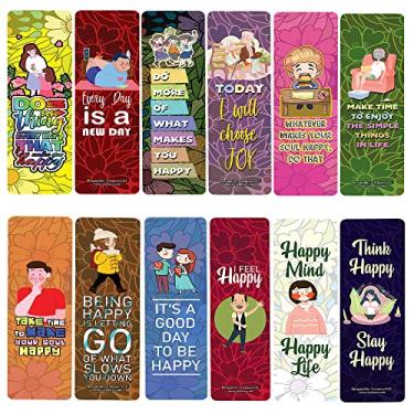 Imagem de Creanoso Marcadores de livro Everyday is a Happy Day (2 conjuntos x 6 cartões) – Conjunto de cartas inspiradoras diárias – Cortador de página de livro interessante – Ótimo presente para adultos e