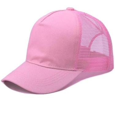 Imagem de Boné Aba Curva Trucker Telinha Telado Snapback - Fg, Rosa