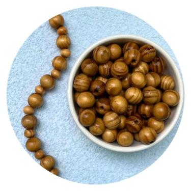 Imagem de 200 Conta Madeira 12mm Bola Castanha Miçanga Missanga Bijuteria Artesa