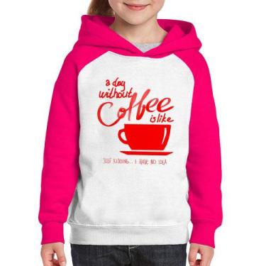 Imagem de Moletom Infantil A Day Without Coffee - Foca na Moda, Branco, Rosa, 12