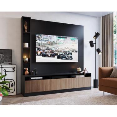 Imagem de Home Sala de Estar 3 Portas Preto e Montana 180cm Com Nicho Prodecor