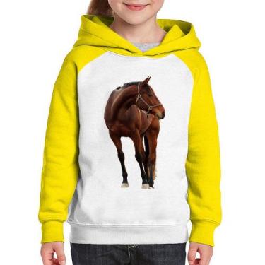 Imagem de Moletom Infantil Cavalo Andaluz - Foca na Moda, Branco, Amarelo, 6