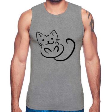 Imagem de Regata Gatinho Traços - Foca na Moda, Cinza, G