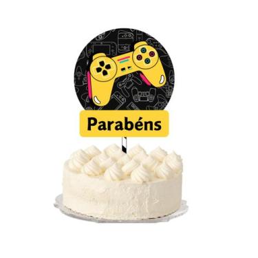 Imagem de Topo de Bolo Vídeo Game Personalizado - Folia de Cores
