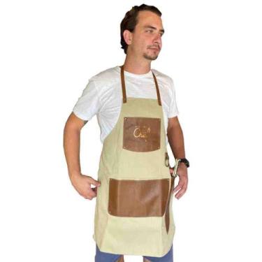 Imagem de Avental Especial em Lona Bege e Couro - Brasil - Utensilios do Chef