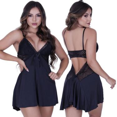 Imagem de Camisola Daniela de Microfibra Light e Renda Feminino - Biografia da M