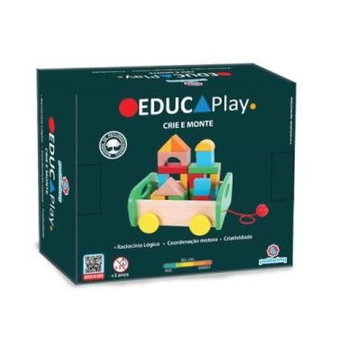 Imagem de Brinquedo Interativo Madeira Crie e Monte 20 Peças Polibrinq