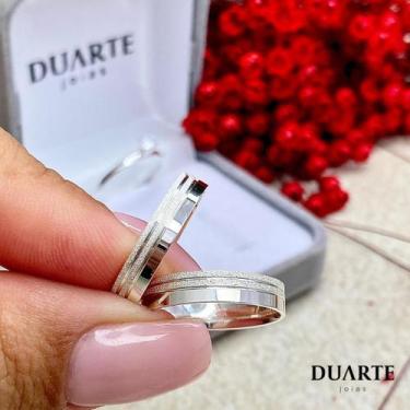 Imagem de Par de Alianças para Namoro em prata 950 - 4mm  Star  - Duarte Joias