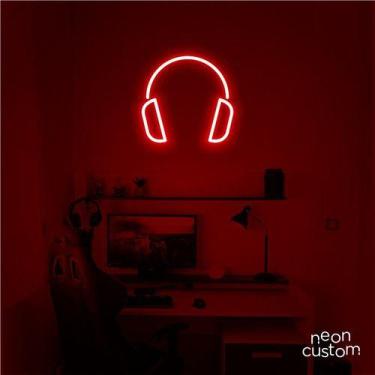 Imagem de luminaria letreiro Neon Led Fone De Ouvido 60x60 luminoso decoração p/
