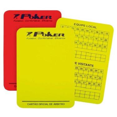 Imagem de Kit Cartão de Árbitro Juiz de Futebol de Campo Oficial Poker, Amarelo,