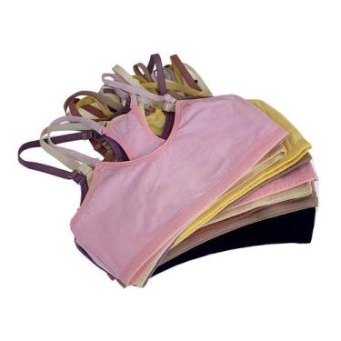 Imagem de Kit 3 Sutiã Nadador Juvenil De Algodão Menina Moça Liso Básico - Empór