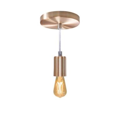 Imagem de Pendente Tubo Cilindro Alumínio Cobre Escovado + Filamento Carbono ST6