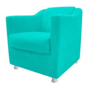 Imagem de Poltrona Decorativa Opala Consultório Suede Azul Tifanny - Kimi Design