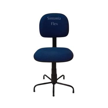 Imagem de Cadeira secretaria  pra costureira  com pé da base menor tecido azul