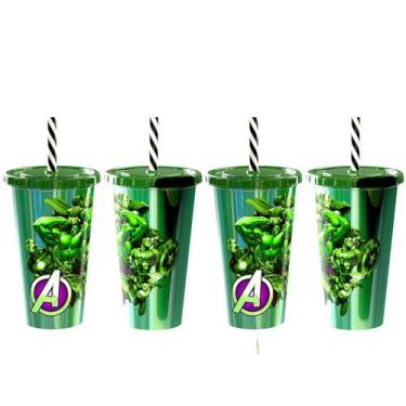 Imagem de 4 Copos do Hulk Decoração Festa Infantil e Lembrancinha para Sacola Su