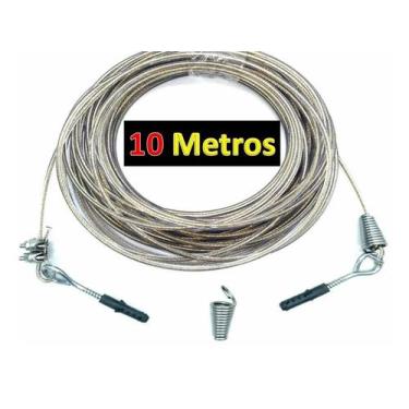 Imagem de Kit Varal Aço Encapado De 4mm 10mt Com Gancho E Clips - speedprime