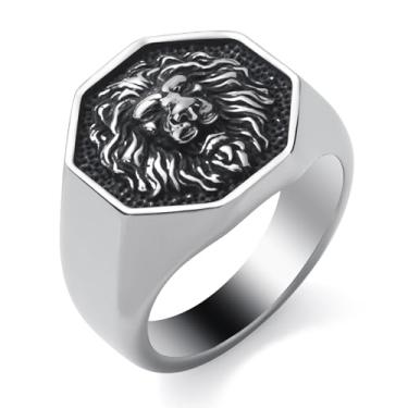 Imagem de KIRTIJW Anel gótico de corvo/dragão/águia/leão/cobra/tigre/lobo, aço inoxidável, punk motociclista, anéis de animais para homens e meninos, tamanho 7-13, 10, aço, Sem pedra preciosa