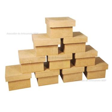 Imagem de Kit 10 Caixa Quadrada Tampa Sapato 7x7x5 Mdf Madeira - ATACADÃO DO ART