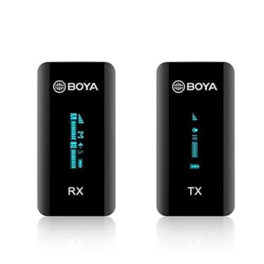 Imagem de Sistema de Microfone de Lapela By-xm6-s1 2.4GHz Preto Transmissão Sem Fio Estável Ideal para Vídeos Entrevistas Podcasts Design Compacto e Discreto Compatível com Diversos Dispositivos MPOWER