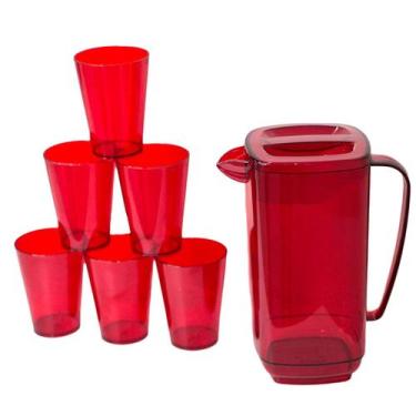 Imagem de Conjunto C/6 Copos 220ml e C/1 Jarra 1,8L Linda de Acrílico - Maior Ve