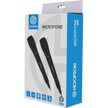 Imagem de Microfone Dinamico Unidirecional, P10, Fio de 3 metros, Cabo Removível, Preto, Blister com 02 Unidades, Hoopson/Mercoriental