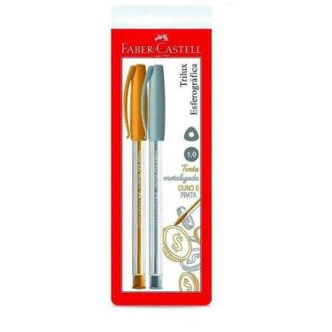 Imagem de Caneta Esferográfica FABER-CASTELL Trilux c/ 2 Unds (Ouro e Prata) - F