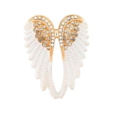 Imagem de Knighthood Broche de asas de anjo branco para homens e mulheres – detalhes de pedra elegantes, broche de lapela elegante para ternos e jaquetas, Standard, Metal, Sem Pedra Preciosa