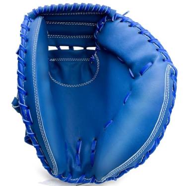 Imagem de KRTOYUST® Luvas de apanhador de beisebol, luva de apanhador de couro composto de desempenho para jovens e adultos | arremesso para mão direita (azul, 84 cm)