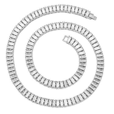 Imagem de HH Bling Empire Colares de corrente de tênis masculinos Ice Out Hip Hop prata ouro bling baguete diamante 40,6 cm 45,7 cm 50,8 cm 60,96 cm 76,2 cm