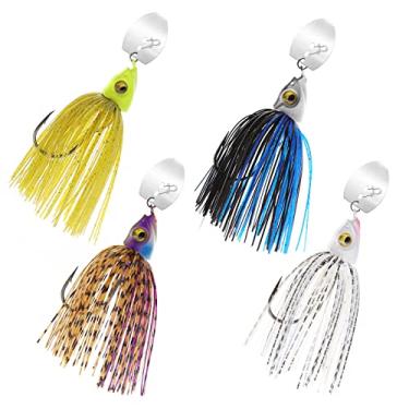 Imagem de Cabeças de natação com lâminas de tungstênio para pesca - pacote com 4 gabaritos de pesca para robalo grande e pequeno, truta, walleye - com cabeça de lâmina 12TBJH