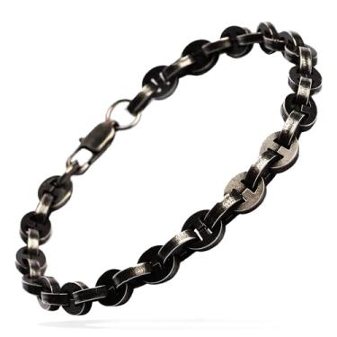 Imagem de NVR GVN Pulseira masculina de aço inoxidável - estilo envelhecido vintage medieval, aço 316L resistente, acessório ousado para o homem moderno, presente ideal para marido, namorado ou filho, 8.25 Inch