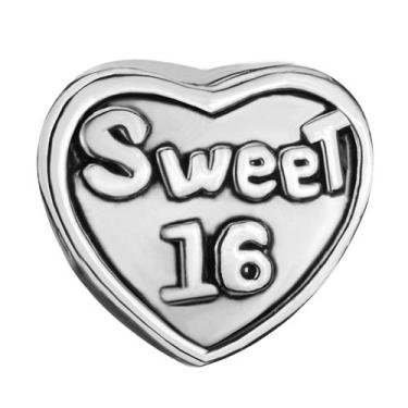 Imagem de MiiFort Sweet 16 Birthday Love Heart Charm Compatível com Pulseiras Pandora Filha Neta Irmã Amiga Meninas Aniversário, Metal, Sem Pedra Preciosa