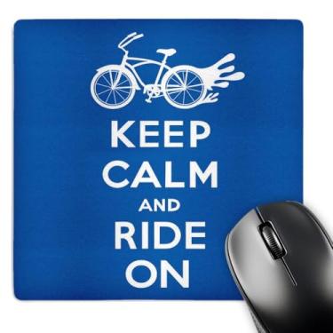 Imagem de 3dRose Mouse pad LLC 20 x 20 x 0,63 cm, Keep Calm and Ride on Blue and White Cycling Bike Rider (mp_171901_1)