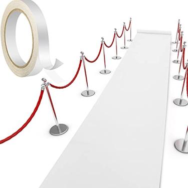 Imagem de Shappy Tapete de corredor branco para festa, espessura de 55 g/m², com fita para corredor, para pós-graduação, festa de casamento, pista de dança, acessórios ao ar livre (2,6 x 30 pés)
