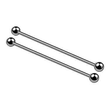 Imagem de MATIGA 2 peças de titânio calibre 14 barbels industriais piercing joia brinco andaime orelha cartilagem bola 5 mm mais opções, Titânio, metal