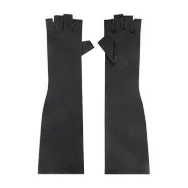 Imagem de harayaa Luvas de compressão longas, proteção para as mãos, luvas para jogos, luvas esportivas respiráveis, luvas sem dedos para corrida, treinamento de, L