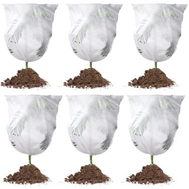 Imagem de 6 peças de capa de proteção contra congelamento de plantas, cobertor quente e antigeada, com cordão de inverno, cobertura de proteção contra congelamento de plantas, tecido não tecido para jardim (50 x 80 cm, 80 x 100 cm)