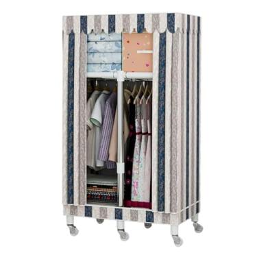 Imagem de Guarda-roupa Armário de guarda-roupa portátil sobre rodas armário de pé grande capacidade armário de armazenamento de roupas móveis organizador de armazenamento armário