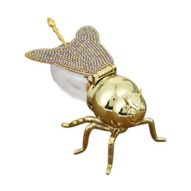 Imagem de IEUDNS Jarra de mel em forma de abelha, dispensador de xarope de vidro com colher, açucareiro novidade para mesa, jantar em casa, festas de cozinha, Café Ouro
