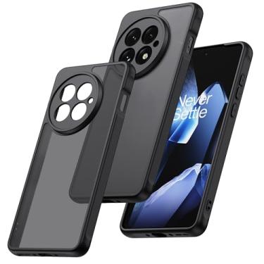 Imagem de MAKAVO Capa para OnePlus 13, capa protetora translúcida fosca à prova de choque com capa para câmera, capa de telefone de silicone fina e de grau militar à prova de quedas, preta