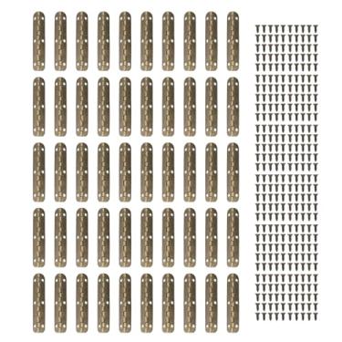 Imagem de Dobradiças Dobráveis ​​de 50 Peças, Dobradiças Antigas Resistentes Com 300 Parafusos Montagem Versátil Dobradiça Superior Dobrável de 90 Graus para Mesa de Jantar, Armário