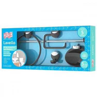 Imagem de Acessorio Wc Herc Lavello Kit Com 5 Pecas Preto/Cromado 4092
