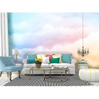 Imagem de Mural de parede arco-íris nuvens azul com fundo dourado imagens royalties papel de parede autoadesivo papel de parede grande adesivo de parede removível rolo de filme de vinil prateleira papel de