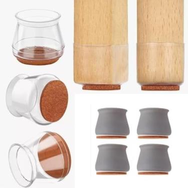 Imagem de KIT 4 PROTETOR DE SILICONE COM FELTRO FLEXIVEL PEZINHO PARA CADEIRA MESA E MOVEIS COZINHA SERVE PÉ REDONDO OU QUADRADO SEM RUIDOS E ARRANHOES NO PISO NÃO RISCA RESISTENTE UNIVERSAL (CINZA)