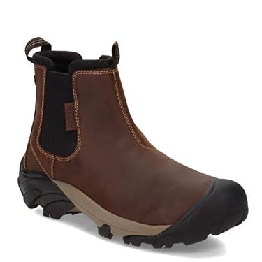 Imagem de KEEN Bota Chelsea masculina Targhee 2 de couro de altura média, Marrom vegetal/preto, 14