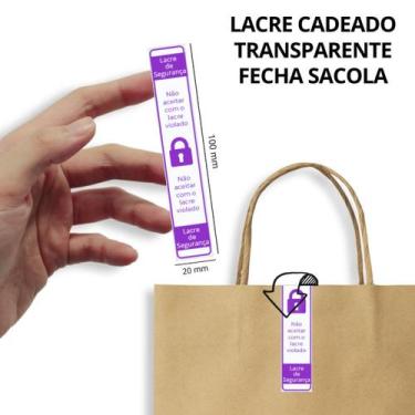 Imagem de 500 Lacres Adesivos de Segurança  Cadeado Roxo  Tam. 10 x 2 Cm  - 4Foo